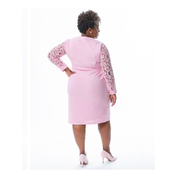 NWT KASPER DRESS Womens Pink Lined Long Sleeve Knee Length Sheath Dress S - Picture 2 of 5